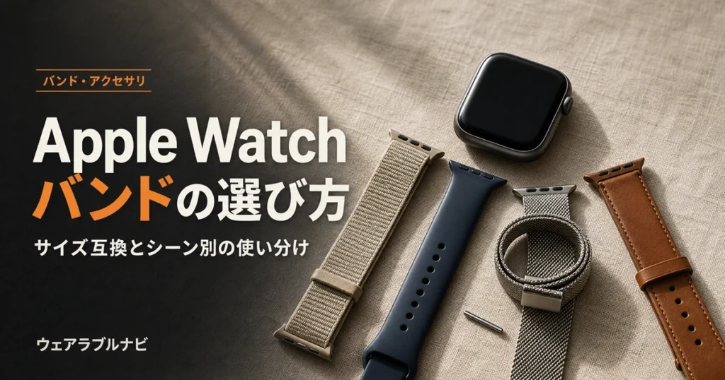 Apple Watchの交換バンドの選び方とケースサイズ互換を解説する記事のアイキャッチ画像