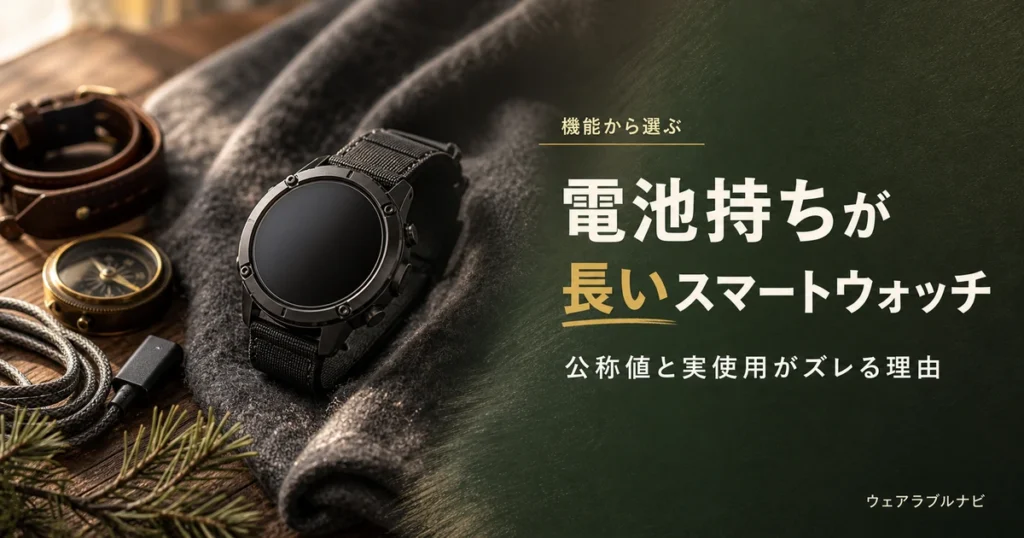 電池持ちが長いスマートウォッチの選び方と公称値のズレを解説する記事のアイキャッチ画像