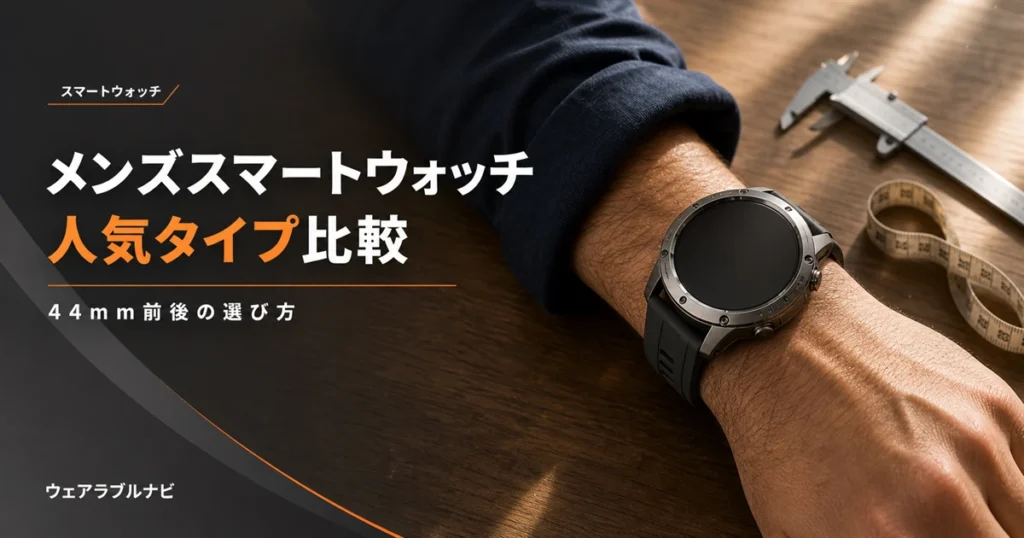 メンズ向け大きめスマートウォッチの選び方とケース径44mm前後の比較を解説する記事のアイキャッチ画像