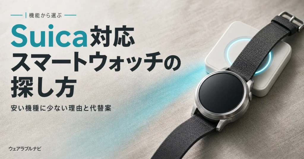 Suica対応スマートウォッチの探し方と安い機種での代替案を解説する記事のアイキャッチ画像